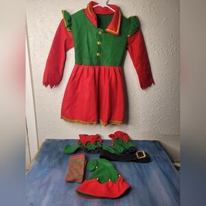 Children's Christmas Elf Dress And Accessories Size Small New